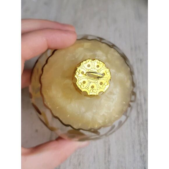 Blown glass pointed red gold trim set ornament Xmas mistletoe - Picture 4 of 6